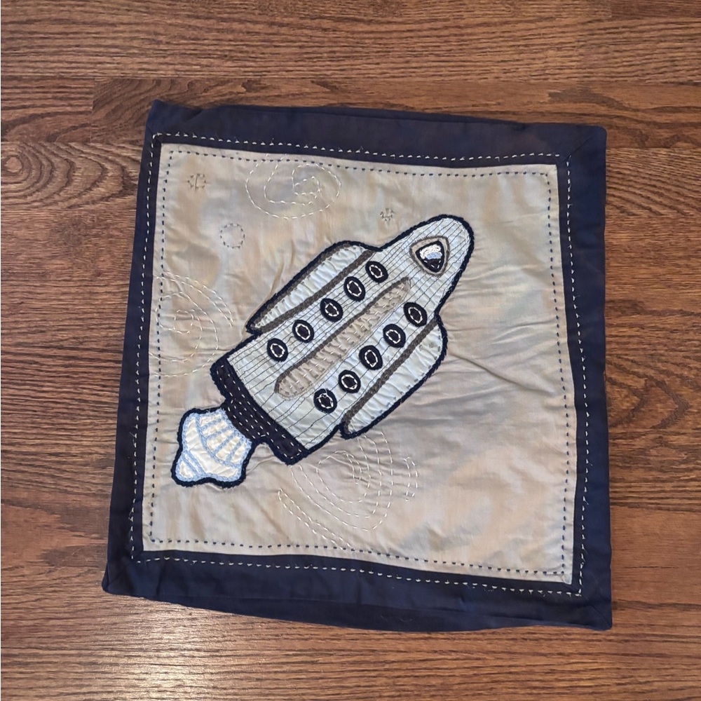 Pottery Barn kids Small Quilted Rocket shop pillow case
